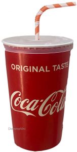 50 Bicchieri Carta Walky Cup Piccoli completi di tappi + cannucce Coca Cola